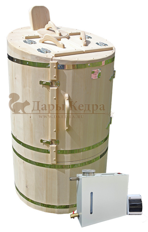 Готовый комплект «Оптима»: кедровая бочка с парогенератором + био-защита изнутри и снаружи Готовый комплект «Оптима»: кедровая бочка с парогенератором + био-защита изнутри и снаружи